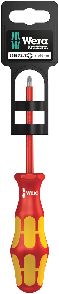 165 i PZ/S SB VDE Insulated screwdriver for PlusMinus screws (Pozidriv/slotted) - 165 i PZ/S # 1 x 80 mm SB