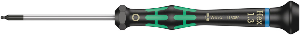 2052 Ball end hexagon screwdriver for electronic applications - 2052 1,3 x 60 mm