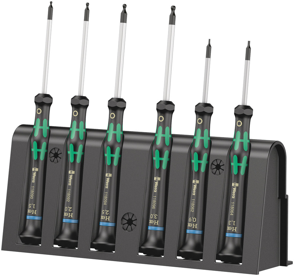 2052/6 Hexagon screwdriver set and rack for electronic applications - 2052/6