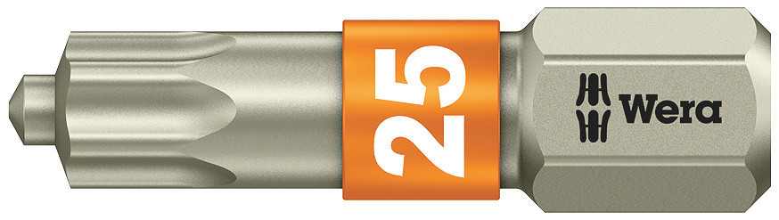 3867/1 TS P TORX® bits with pin, stainless - 3867/1 TS P TORX 25 x 25 mm
