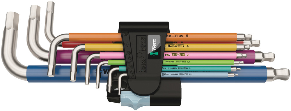 3950/9 Hex-Plus Multicolour Stainless 1 L-key set, metric, stainless - 3950/9 Hex-Plus Multicolour Stainless 1
