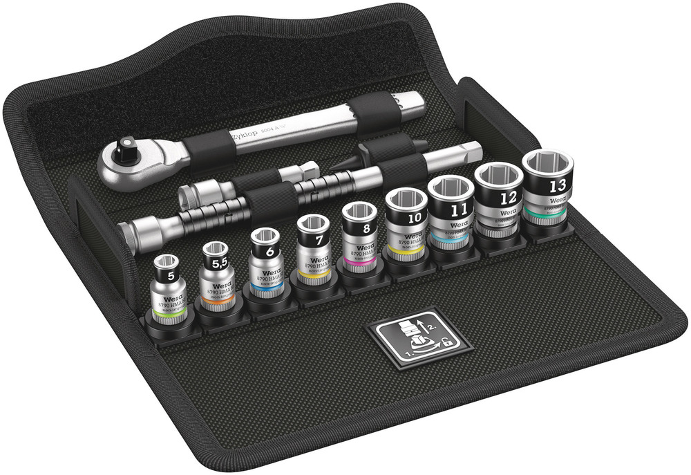 8100 SA 12 HF Zyklop Metal Ratchet Set with switch lever, 1/4" drive, metric - 8100 SA 12 HF