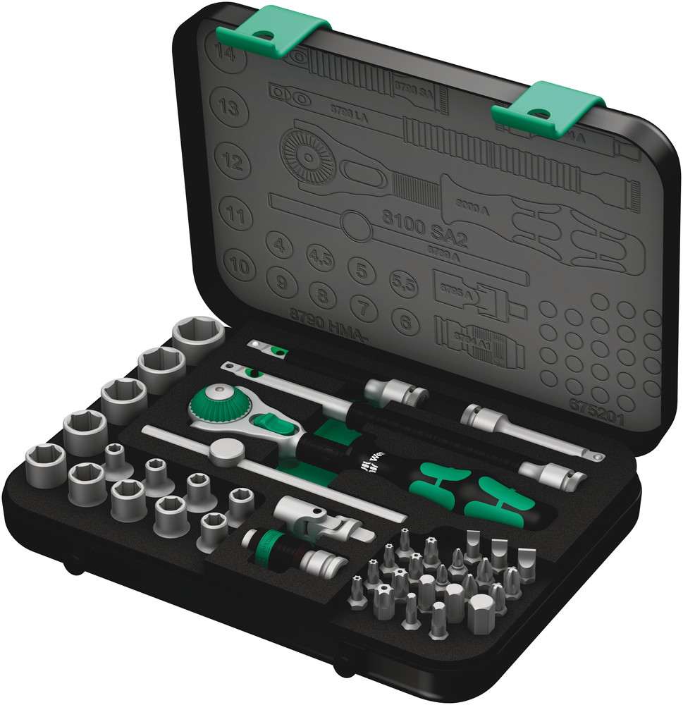8100 SA 2 Zyklop Speed Ratchet Set, 1/4" drive, metric - 8100 SA 2 Zyklop Speed Ratchet Set
