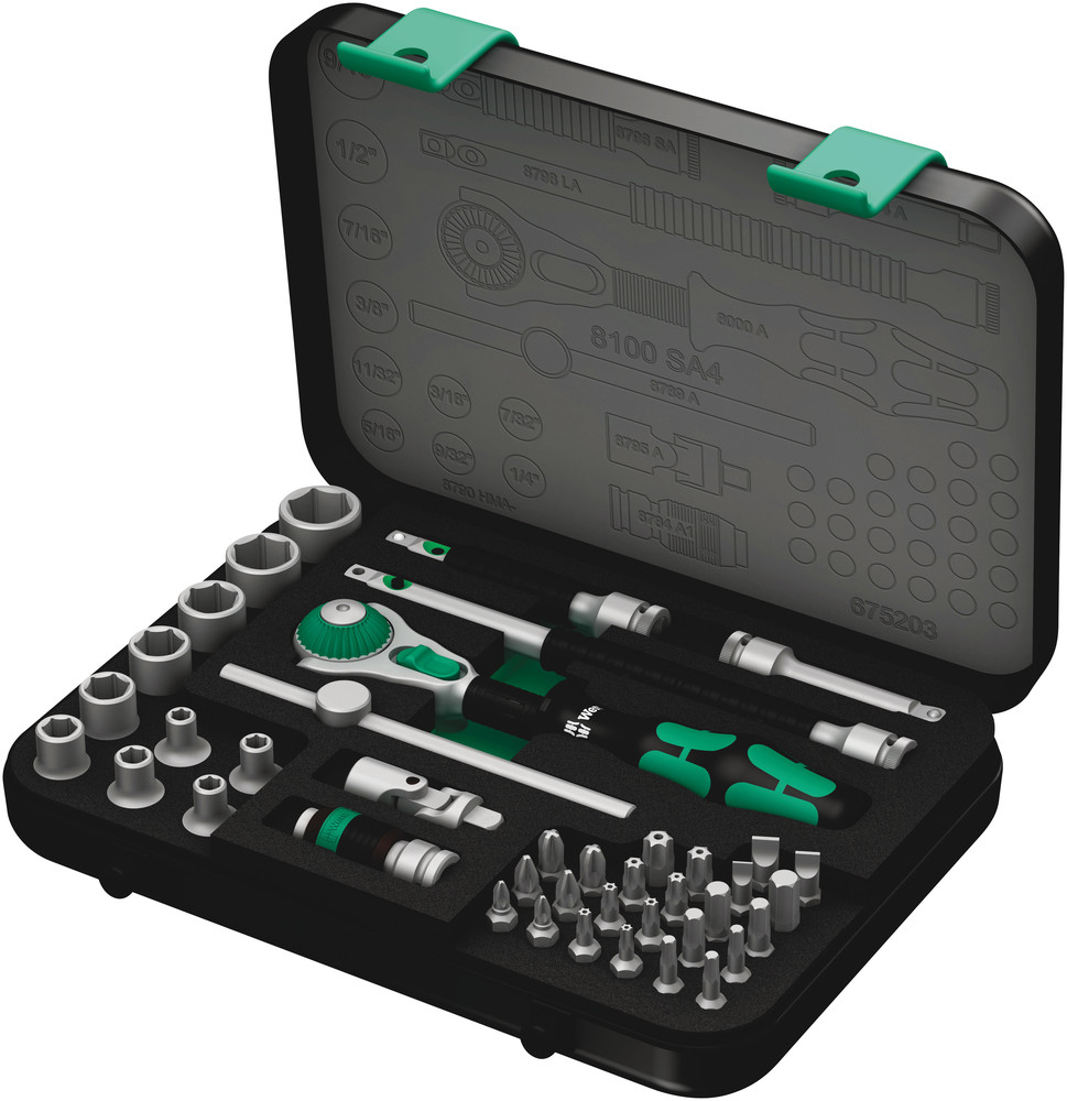 8100 SA 4 Zyklop Speed Ratchet Set, 1/4" drive, imperial - 8100 SA 4 Zyklop Speed Ratchet Set