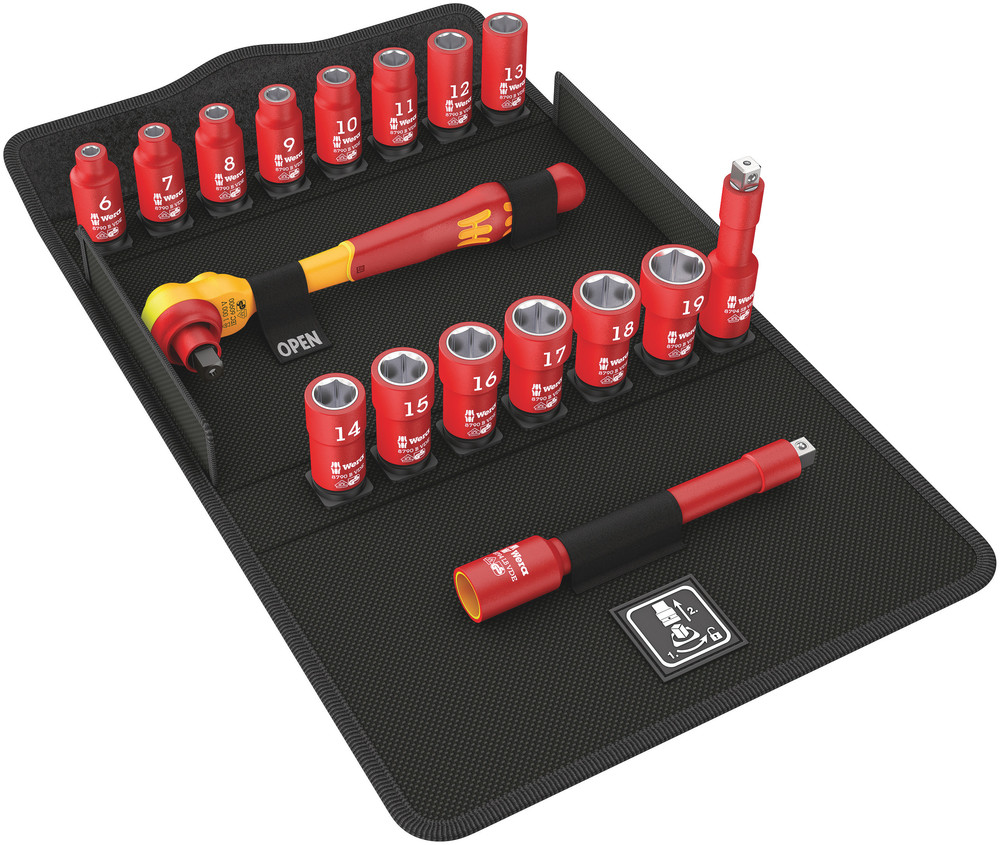 8100 SB VDE 1 Zyklop Ratchet set, insulated, switch lever, 3/8" drive, metric - 8100 SB VDE 1