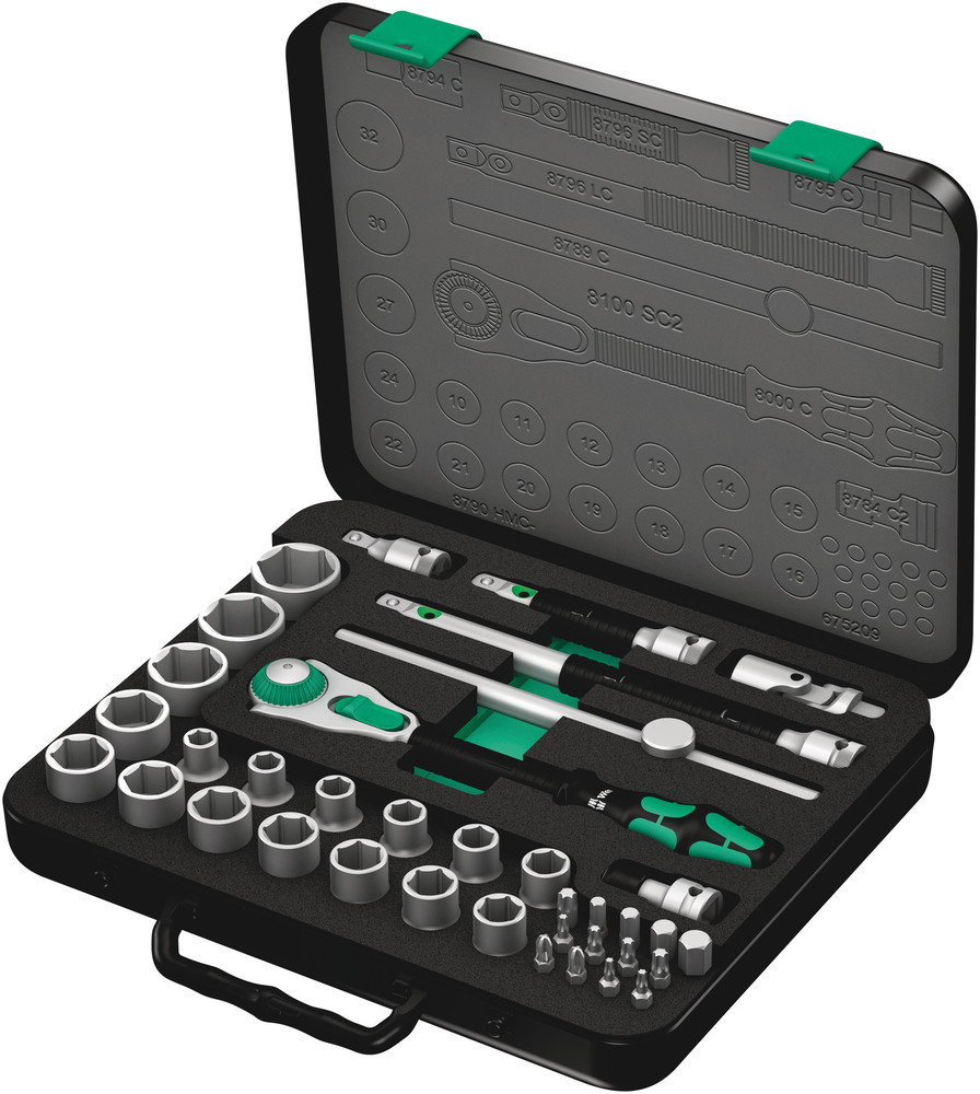 8100 SC 2 Zyklop Speed Ratchet Set, 1/2" drive, metric - 8100 SC 2 Zyklop Speed Ratchet Set