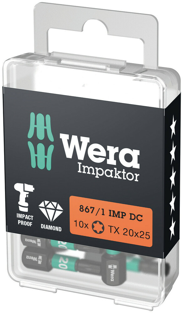 BITS TX 20 X 25MM TORX® IMPAKTOR 10 STK 867/1 IMP DC – Wera