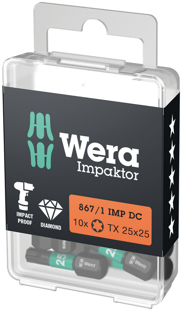 BITS TX 25 X 25MM TORX® IMPAKTOR 10 STK 867/1 IMP DC – Wera