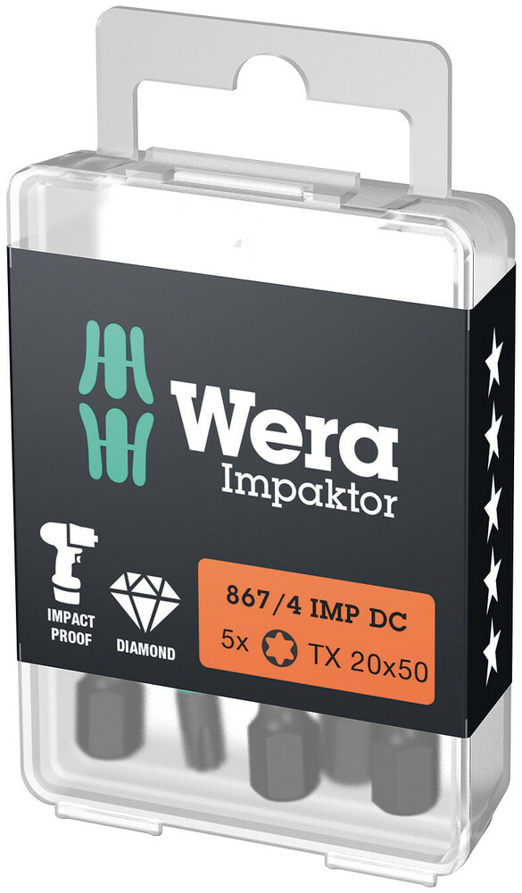 BITS TX 20 X 50MM TORX® IMPAKTOR 5 STK 867/4 IMP DC – Wera