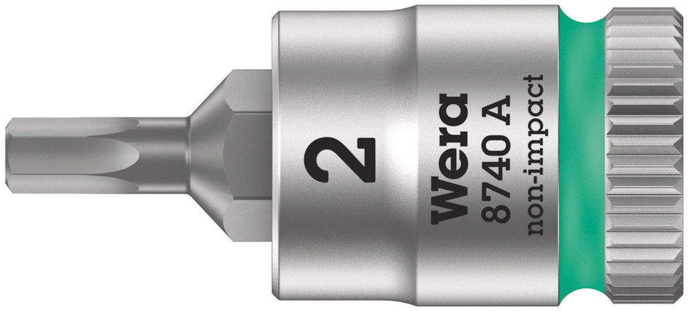 8740 A Zyklop bit socket, 1/4" drive - 8740 A Hex-Plus 2,0 x 28 mm