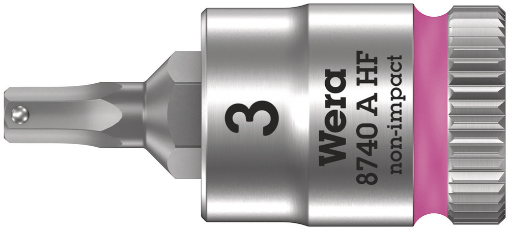 8740 A HF Zyklop bit socket with holding function, 1/4" drive - 8740 A HF Hex-Plus 3,0 x 28 mm