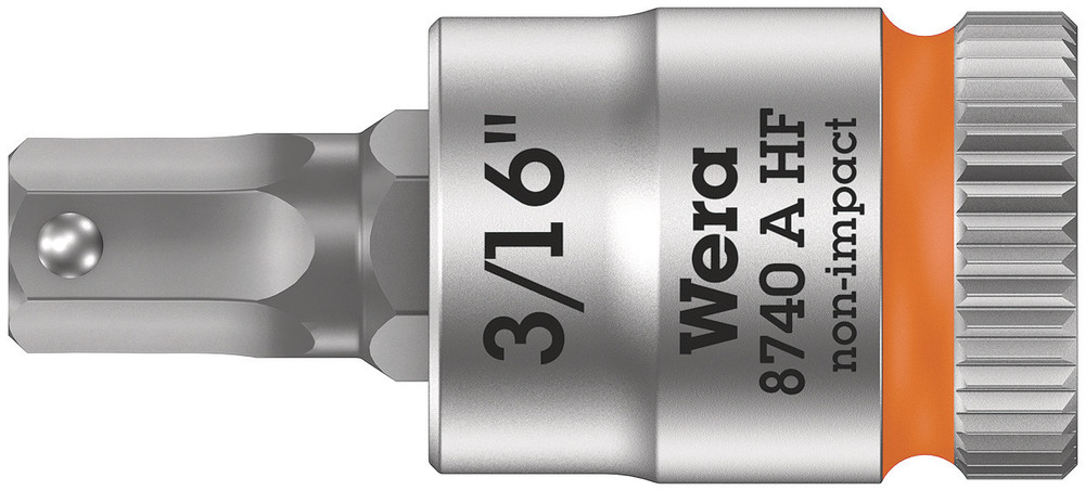 8740 A HF Zyklop bit socket with holding function, 1/4" drive - 8740 A HF Hex-Plus 3/16" x 28 mm