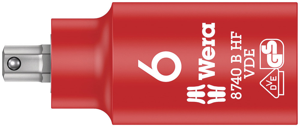 8740 B VDE HF Zyklop Hex bit socket, insulated, with holding function, 3/8" drive - 8740 B VDE HF 6,0