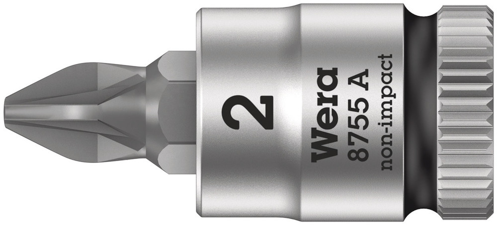 8755 A Pozidriv Zyklop bit socket, 1/4" drive - 8755 A PZ 2 x 28 mm