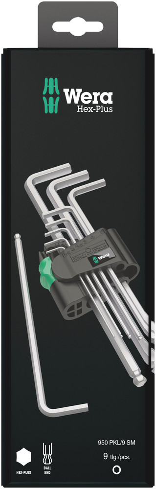 950/9 Hex-Plus 1 SB L-key set, metric, chrome-plated - 950/9 Hex-Plus 1